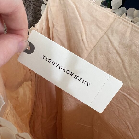 NWT $168 Anthropologie 3D Floral Peach Mini Dress Pockets Small mc - Picture 5 of 6